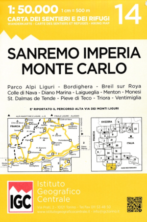 Wandelkaart 14 Sanremo Imperia Monte Carlo - IGC
