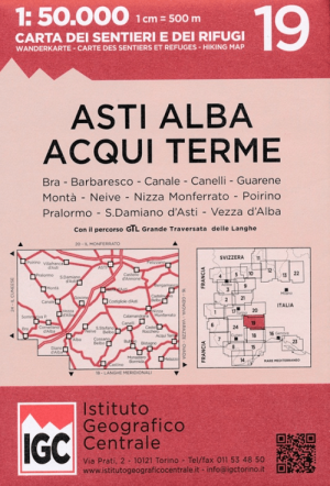 Wandelkaart 19 Asti, Alba, Acqui terme - IGC