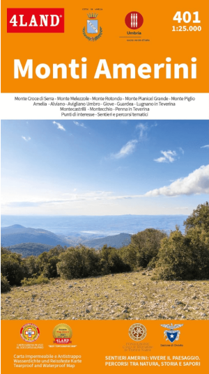 Wandelkaart 401 Monti Amerini Umbrië - 4Land