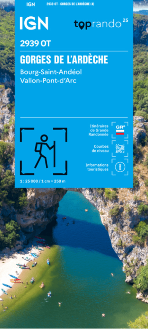 Wandelkaart 2939 OT Gorges de l'Ardèche & Bourg-St-Andéol - IGN