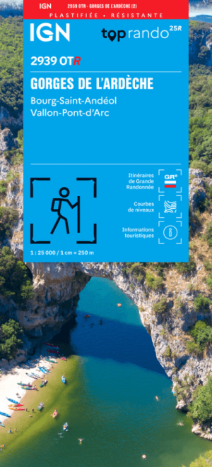 Wandelkaart 2939 OT(R) Gorges de l'Ardèche & Bourg-St-Andéol- IGN
