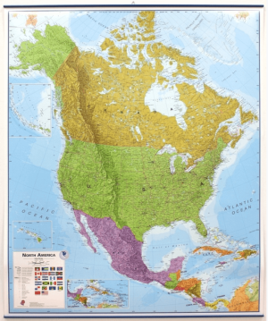 Plano Politieke Wandkaart America 100 x 120 CM - Lovell Johns