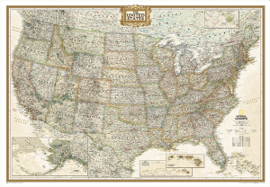 Politiek & Antieke Wandkaart GROOT USA 178 x 122 cm - Nat Geo