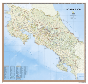 Plano Wandkaart Costa Rica 97 x 92 cm - Nat Geo