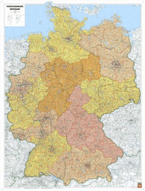 Plano Wandkaart Duitsland met Postcodes 97 x 129 cm - F&B
