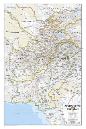 Plano Wandkaart Afghanistan & Pakistan 55 x 83 cm - Nat Geo