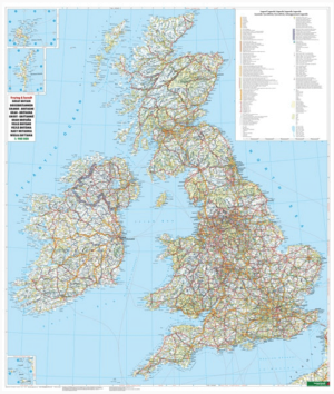 Plano Wandkaart Groot-Brittannië & Ierland - 116 x 99 cm - F&B