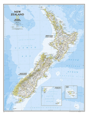 Plano Wandkaart Nieuw-Zeeland 60 x 77 cm - Nat Geo