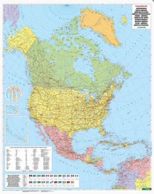 Plano politieke Wandkaart Noord Amerika 99 x 124 cm - F&B