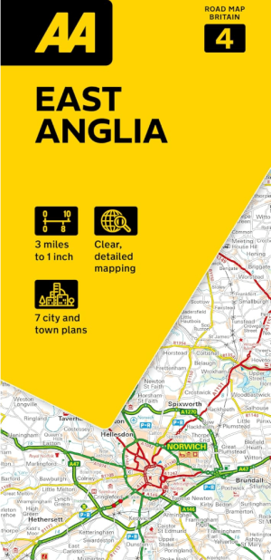 Landkaart Wegenkaart 04 East Anglia - AA Road Maps