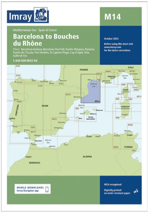 Passage kaart M14 Barcelona to Bouches du Rhône - Imray (F&B)