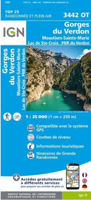 Wandelkaart 3442 OT Gorges du Verdon & Moustiers-Ste-Marie - IGN