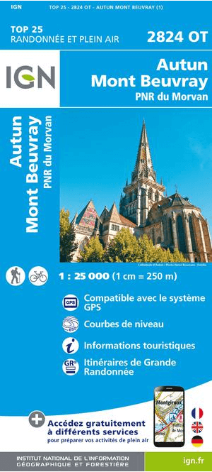 Wandelkaart 2840 OT Autun, Mont Beuvray & PNR du Morvan - IGN