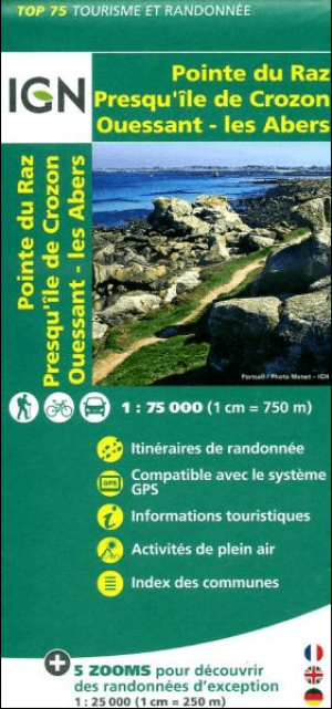 Wandelkaart TOP75 024 Il d'Ouessant, Crozon & Pointe du Raz - IGN