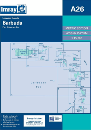 Passagekaart A26 Barbuda, kleine antillen Caraïbische zee - Imray