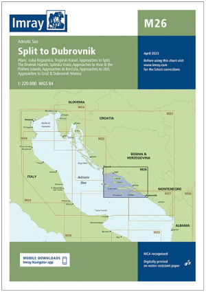 Passage kaart M26 Split naar Dubrovnik - Imray (F&B)
