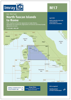 Passage kaart M17 Noord-Toscaanse eilanden tot Rome - Imray (F&B)
