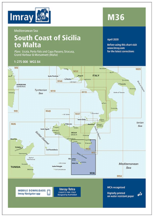 Passage kaart M36 Zuidkust van Sicilië tot Malta - Imray (F&B)