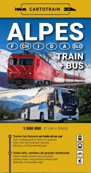 Spoorwegenkaart Alpen Voyage en train & bus - Cartotrain