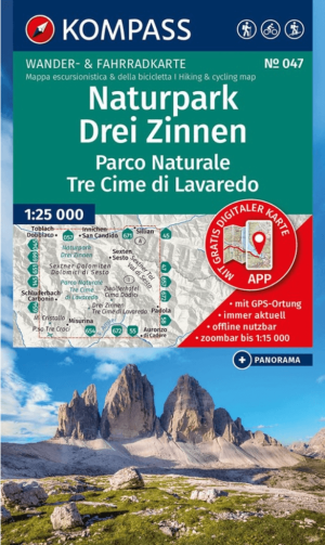 Wandelkaart 47 Drei Zinnen NP Trentino Italië - Kompass