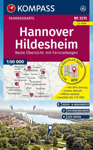 Fietskaart 3215 Hannover & Hildesheim - Kompass-karten