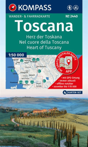 Wandelkaart 2440 Toscane 4-Set Italië - Kompass