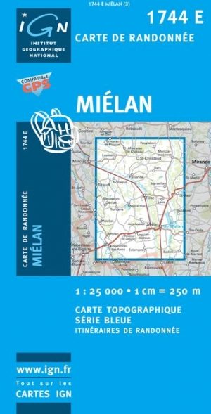 Wandelkaart 1744 E Miélann Midi Pyrénées - IGN