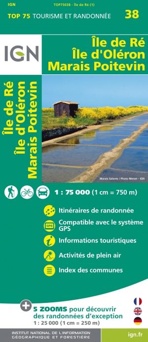 Wandelkaart TOP75 038 Ile-de-Ré & Ile d'Oléron - IGN