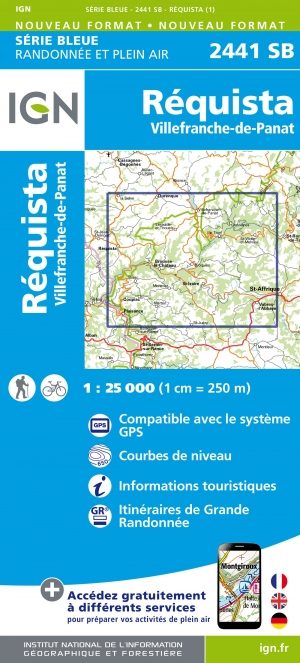 Wandelkaart 2441 SB Réquista & Villefranche-de-Panat - IGN