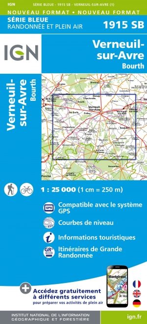 Wandelkaart 1915 SB Verneuil-sur-Avre & Bourth - IGN