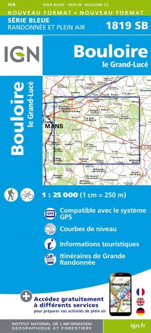 Wandelkaart 1819 SB Bouloire & Le Grand-Lucé - IGN