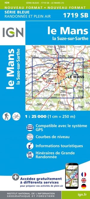 Wandelkaart 1719 SB Le Mans & La Suze-sur-Sarthe - IGN