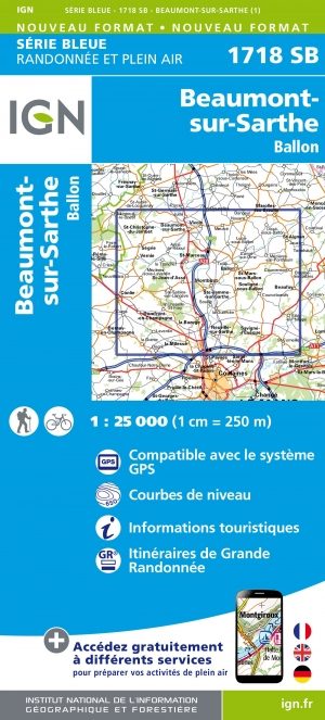 Wandelkaart 1718 E Beaumont-sur-Sarthe & Ballon - IGN