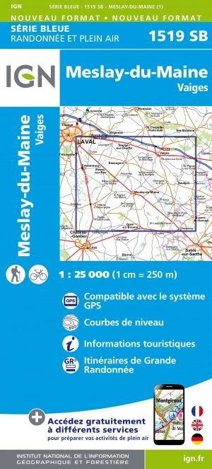 Wandelkaart 1519 SB Meslay-du-Maine & Vaiges - IGN