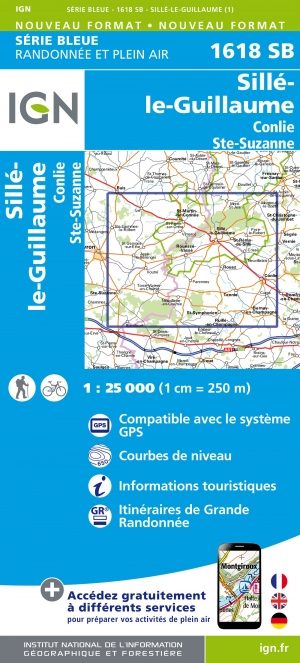 Wandelkaart 1618 SB Sillé-le-Guillaume & Conlie Ste-Suzanne