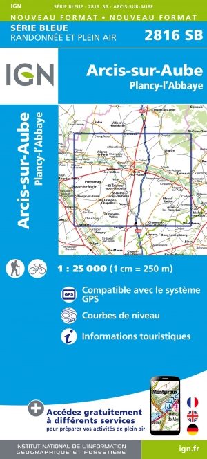 Wandelkaart 2816 SB Arcis-sur-Aube & Plancy-L'Abbaye - IGN