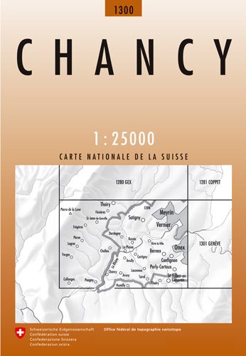 Wandelkaart 1300 Chancy Genéve Wallis - Swisstopo