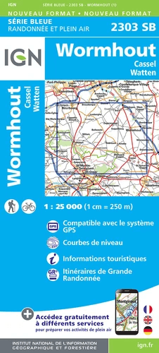 Wandelkaart 2303 SB Wormhout- Cassel & Watten - IGN