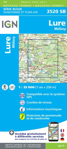 Wandelkaart 3520 SB Lure & Mélisey - IGN