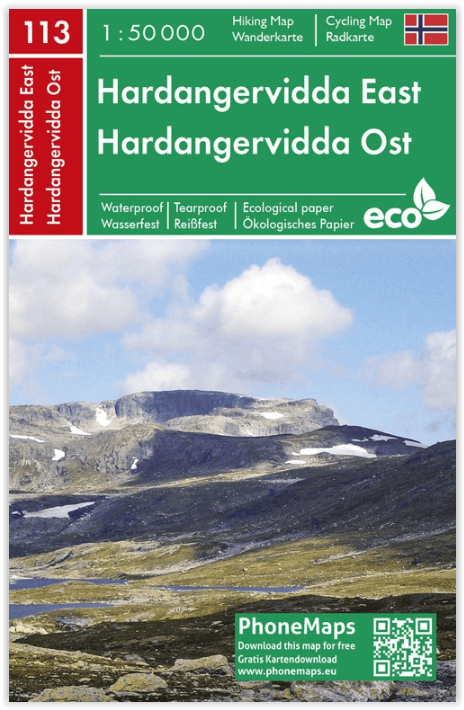 Wandelkaart - Fietskaart 113 - Hardangervidda oost - Phonemaps