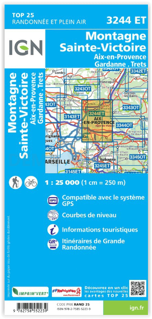 Wandelkaart 3244 ET Montagne Sainte-Victoire - IGN