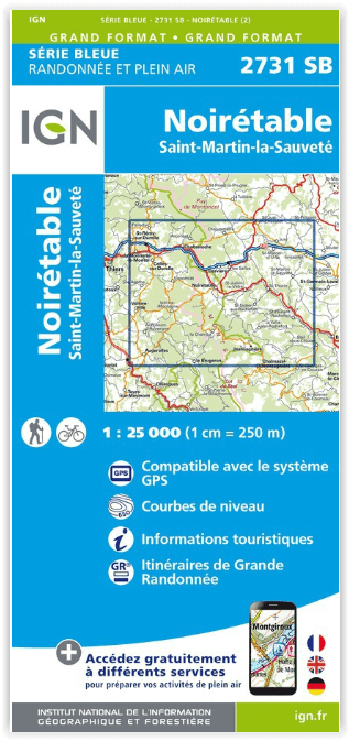 Wandelkaart 2731 SB Noirétable & Saint-Martin-la Sauveté - IGN