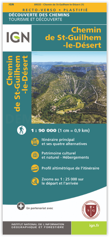 Wandelkaart 89033 - le Chemin de St-Guilhem-le-Désert - IGN