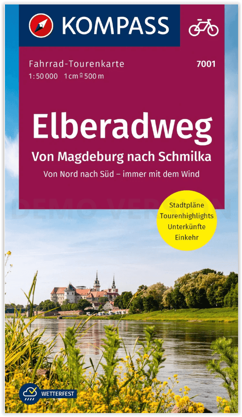 Fietskaart 7001 Elberadweg 1 Schmilka-Magdeburg - Kompass