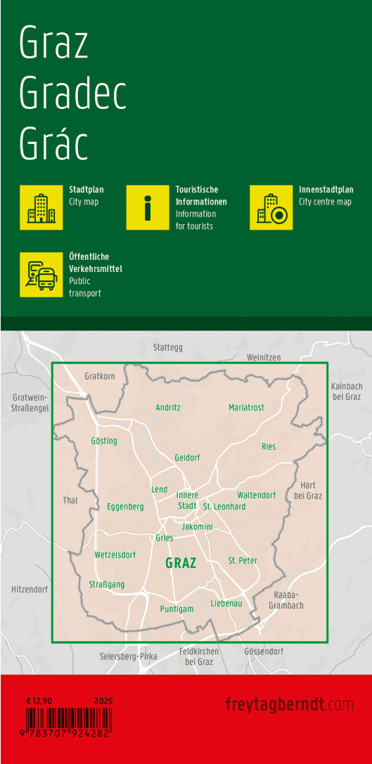 Stadskaart plattegrond Graz Oostenrijk - Freytag & Berndt