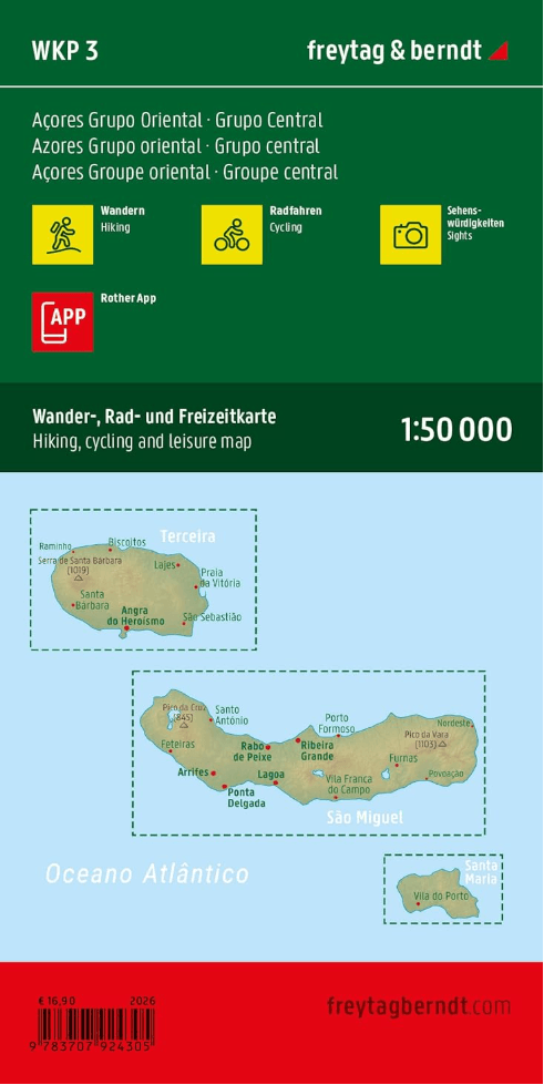 Wandelkaart Fietskaart Azoren (Portugal) - Freytag & Berndt