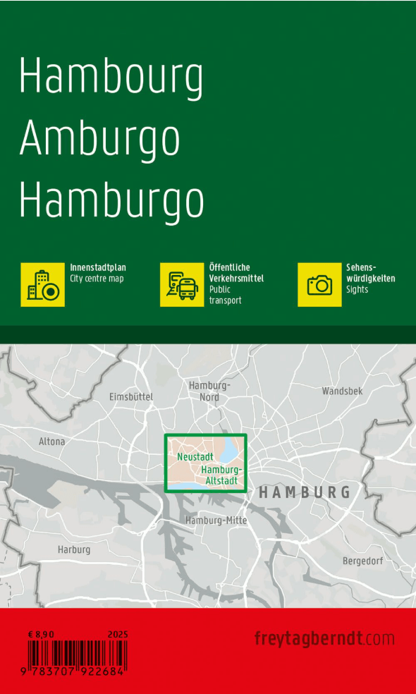 Stadskaart plattegrond Hamburg Duitsland - Freytag & Berndt