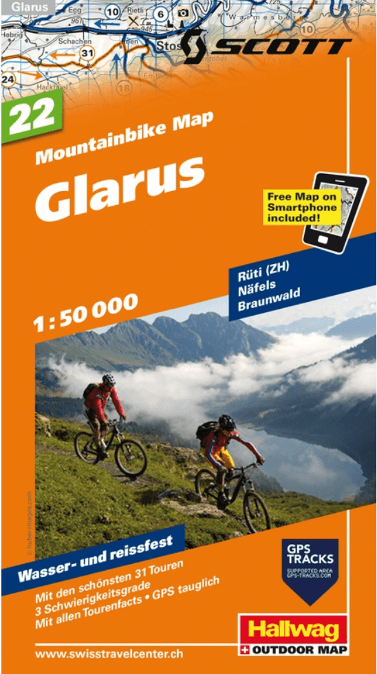 Mountainbike kaart 22 Glarus - Hallwag