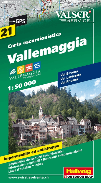 Wandelkaart WK.21 Vallemaggia Ticino Zwitserland - Hallwag