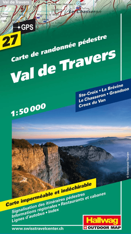 Wandelkaart WK.27 Val de Travers Neuchâtel Zwitserland - Hallwag